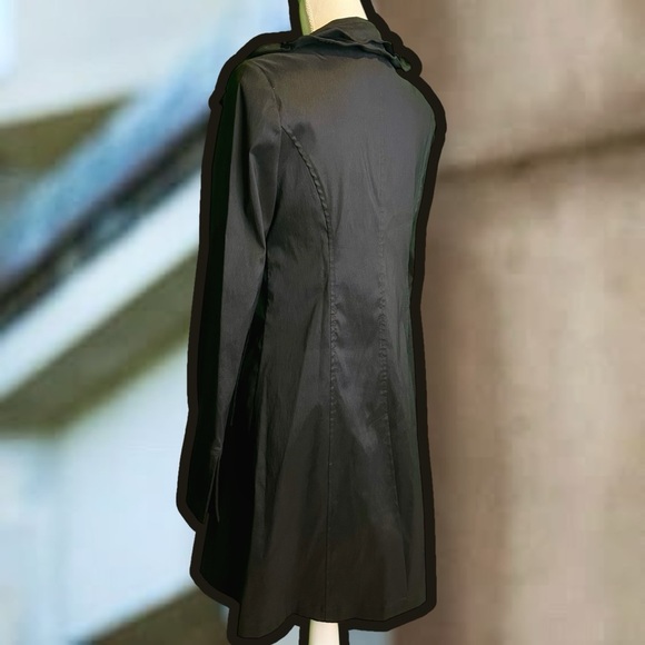 Joseph Ribkoff Black Button-Up Vintage Wired Stand-Up Ruffle Collar Jacket Sz 8 - Picture 8 of 15